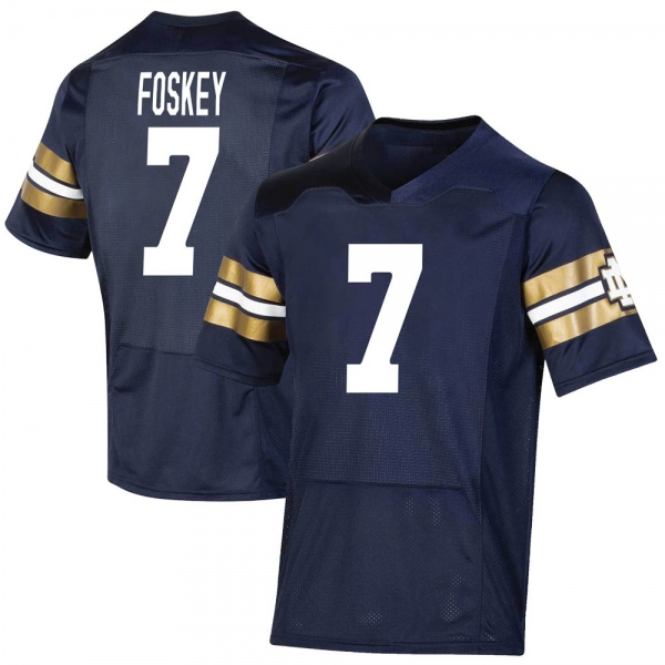 Isaiah Foskey Notre Dame Fighting Irish NCAA Youth #7 Navy Premier 2021 Shamrock Series Replica College Stitched Football Jersey MBY1255EA